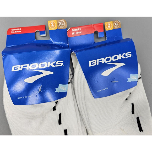 Brooks (2 Packs, 4 Pairs) Men's Size XL (12-15) Running Socks White No Show - Picture 3 of 5